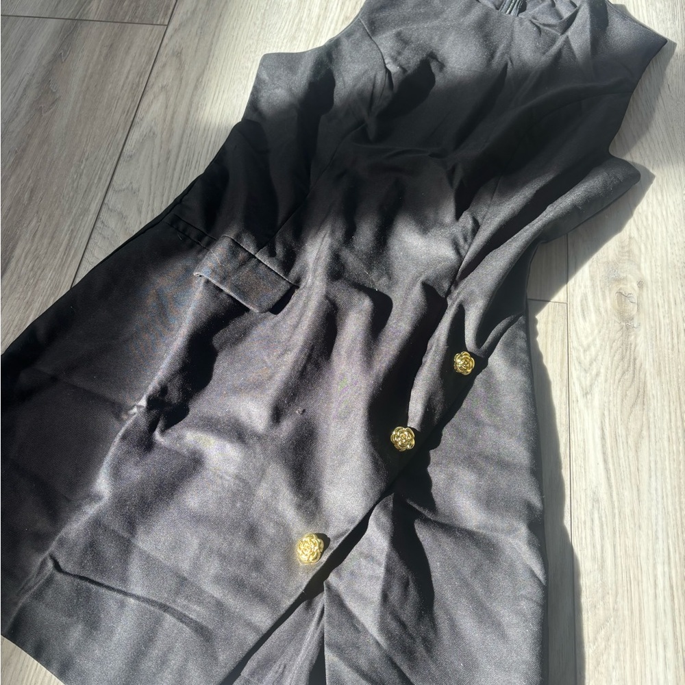Black Dress with Gold Buttons
